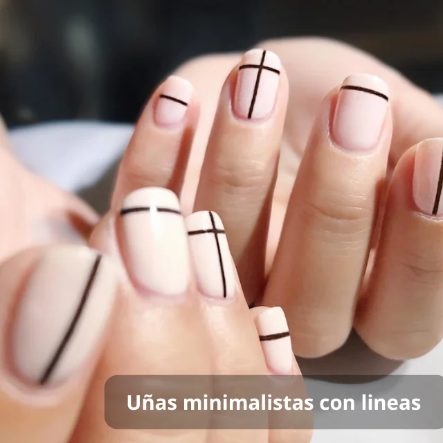 Uñas minimalistas con lineas